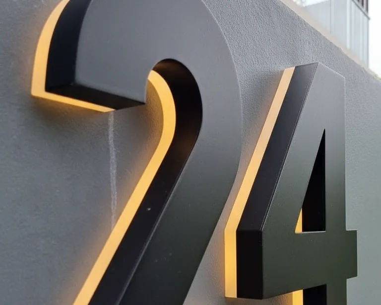 Números em letra caixa com backlight na fachada